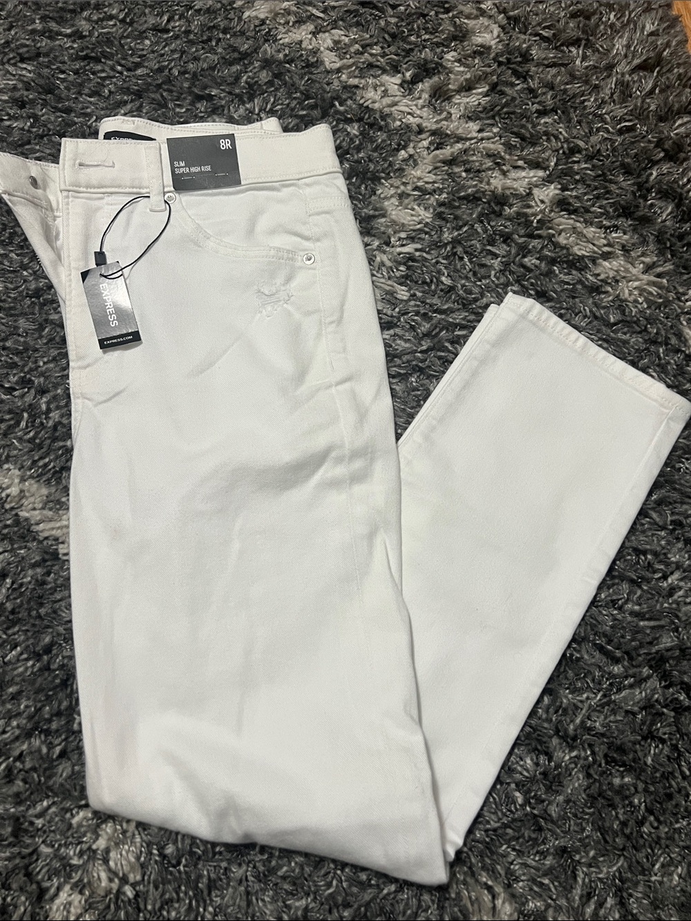 Express Men's Slim White Jeans - Super High Rise